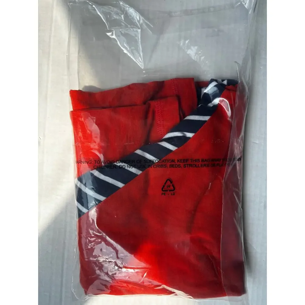 NWT Hanna Andersson Boys 160/US14 Baseball Tee OrangeNavy Stripe RaglanSupersoft